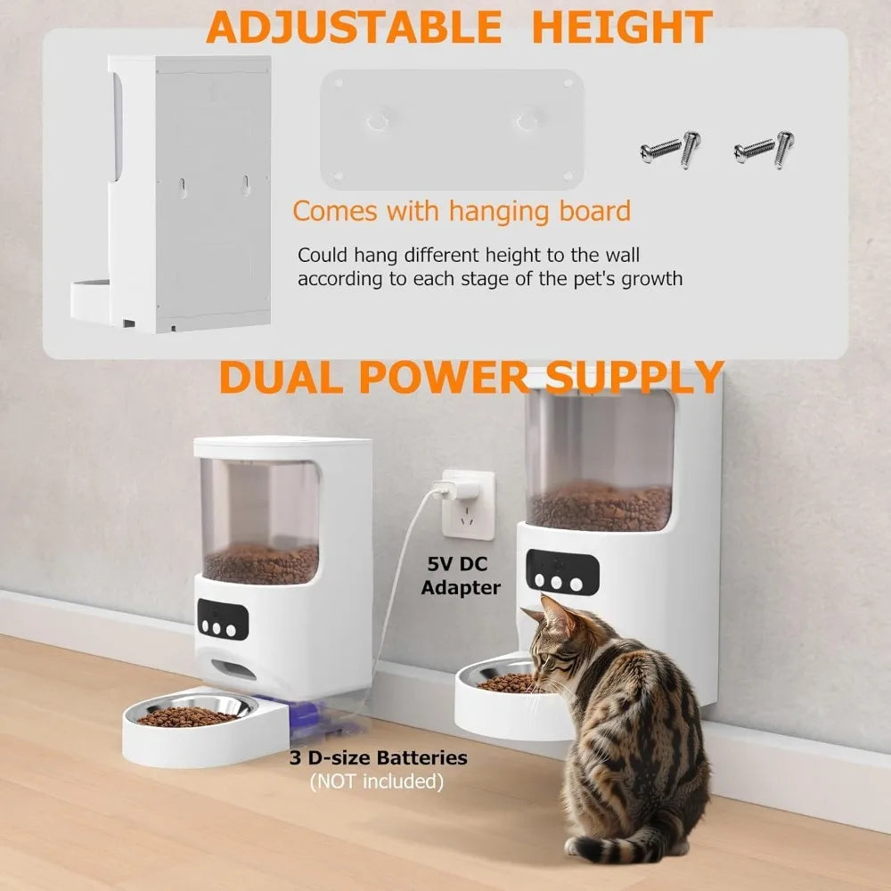 Automatic Cat Feeder with Camera 5G&2.4G WiFi Pet Feeder 1080P HD Cat Food Dispenser with Night Vision Timed Smart App Dog Food.