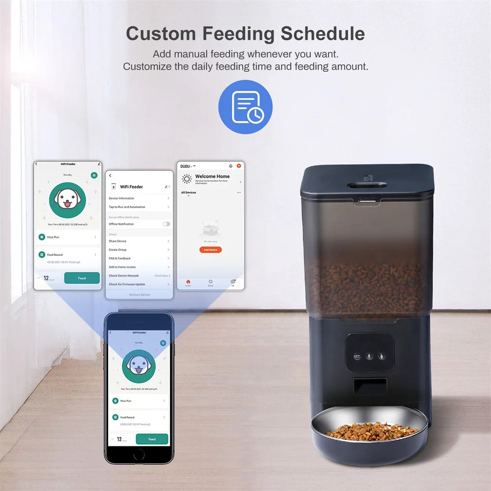 6L TuYa Wi-Fi Or Button Automatic Timmer Pet Feeder Smart Feed Dog Cat Feeder App For Pet  Voice Recorder Food Dispenser Bowl