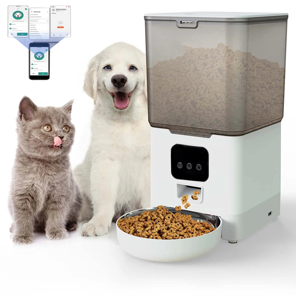 6L TuYa Wi-Fi Or Button Automatic Timmer Pet Feeder Smart Feed Dog Cat Feeder App For Pet  Voice Recorder Food Dispenser Bowl